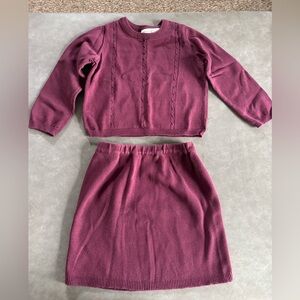 Girls Laura Ashley Knit Two-Piece Sweater Set in Berry size 5